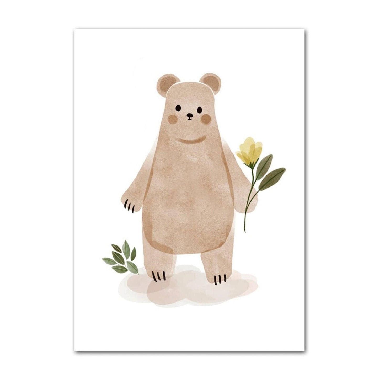 Poster Kinder süße Tiere im Boho Stil Bär Reh Regenbogen Vogel und Blume als Deko Print ohne Rahmen - justgoodmood