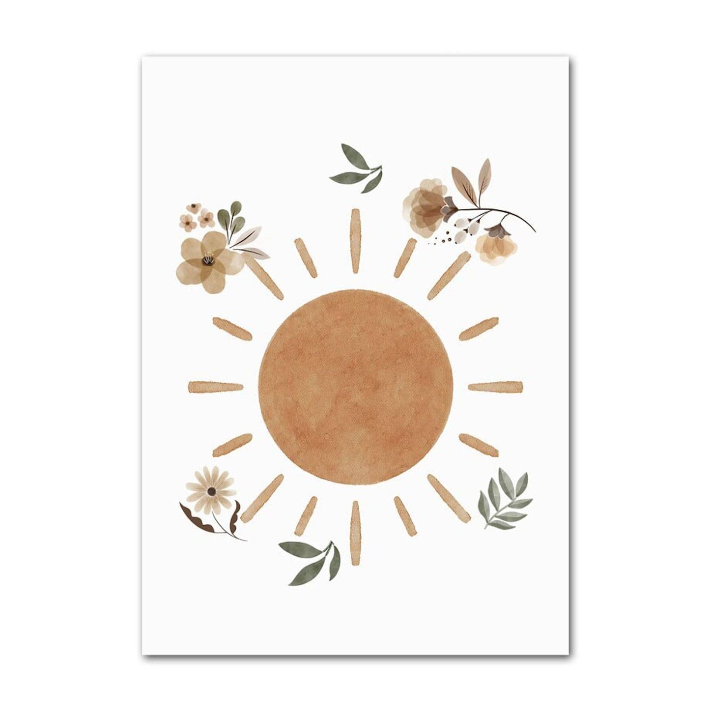 Poster Kinder süße Tiere im Boho Stil Nilpferd Elefant Löwe Regenbogen Sonne und Mond als Deko Print ohne Rahmen - justgoodmood