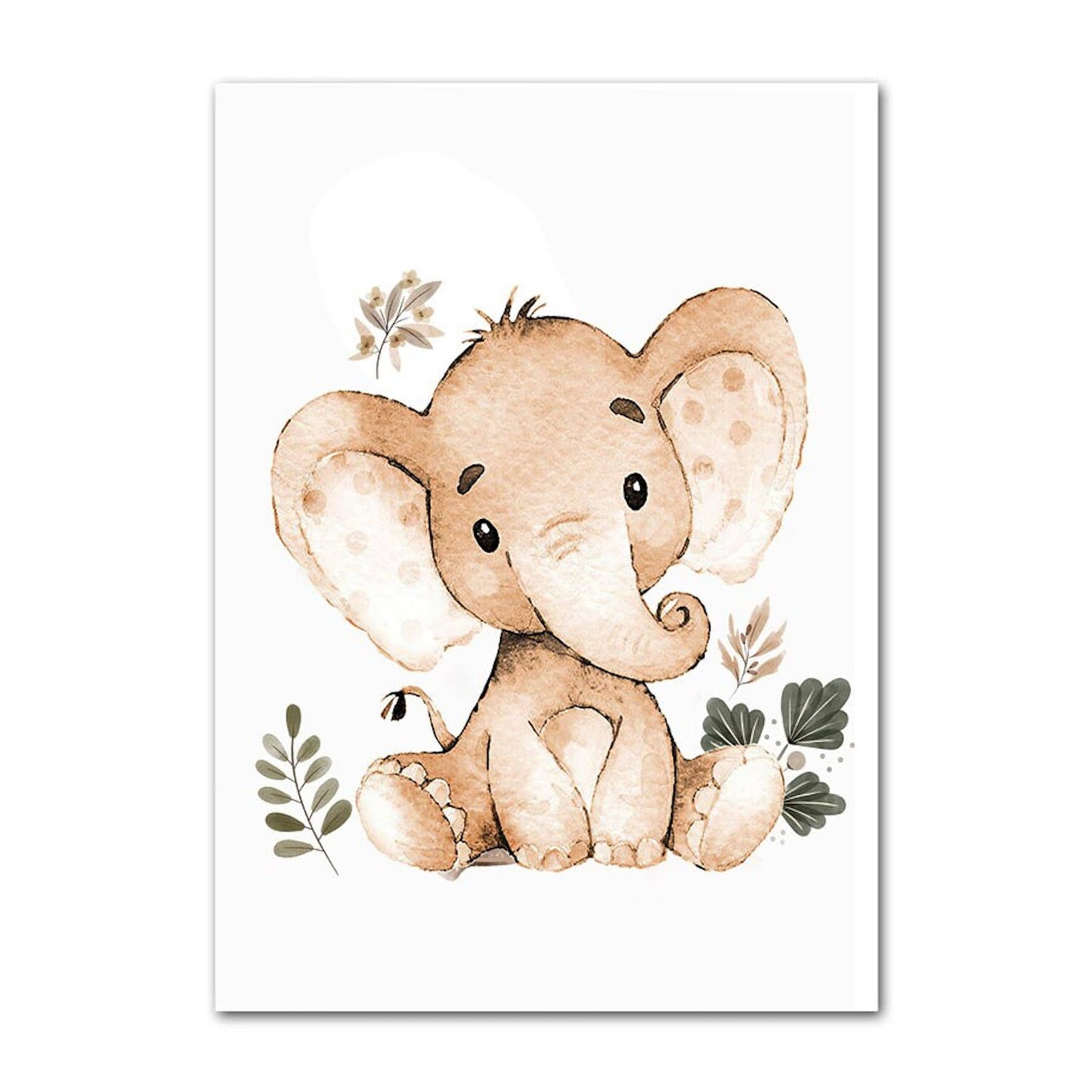 Poster Kinder süße Tiere im Boho Stil Nilpferd Elefant Löwe Regenbogen Sonne und Mond als Deko Print ohne Rahmen - justgoodmood