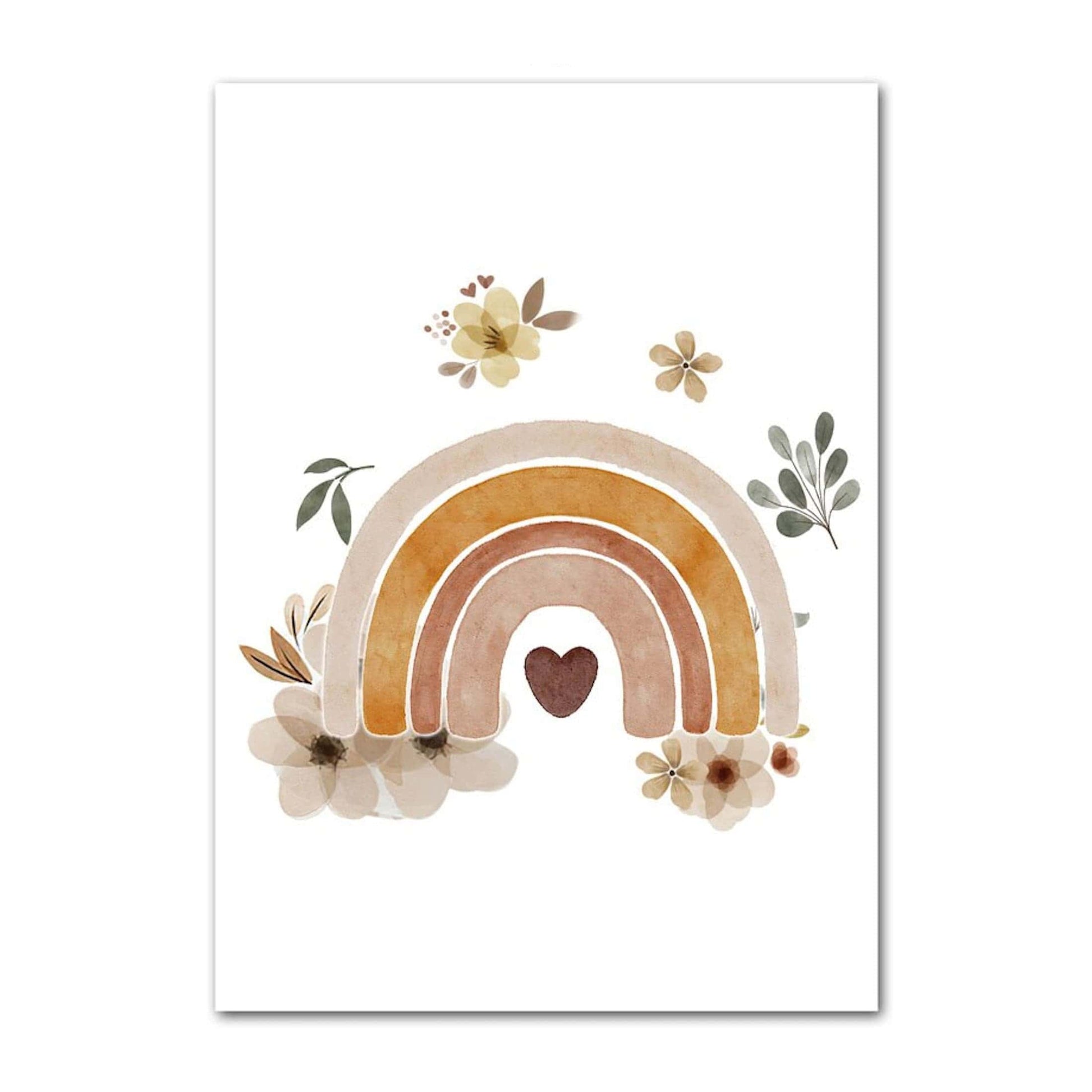 Poster Kinder süße Tiere im Boho Stil Nilpferd Elefant Löwe Regenbogen Sonne und Mond als Deko Print ohne Rahmen - justgoodmood