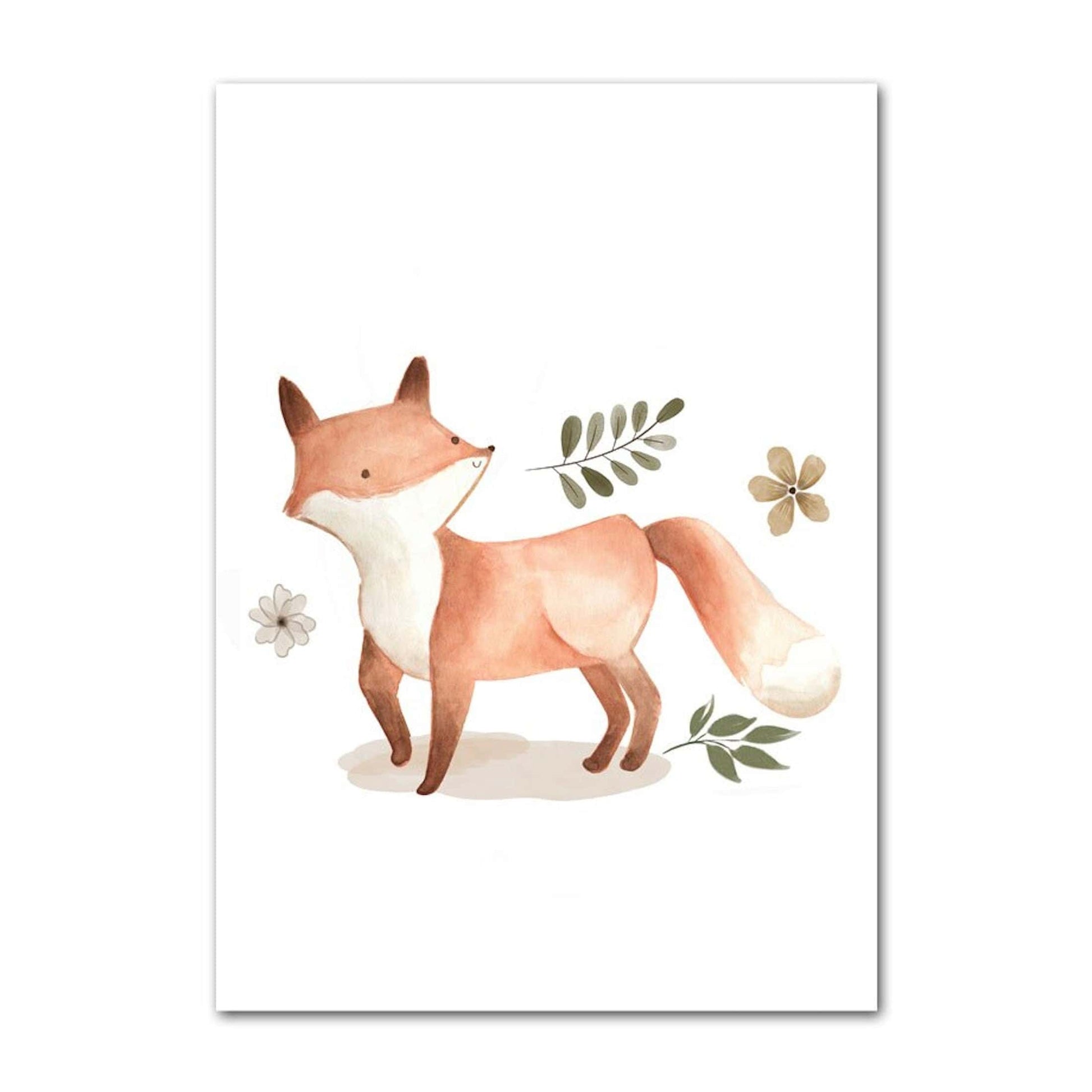 Poster Kinder Tiere Regenbogen Sternschnuppe Eichhörnchen Fuchs Igel Bär und Hase als Deko Print ohne Rahmen - justgoodmood