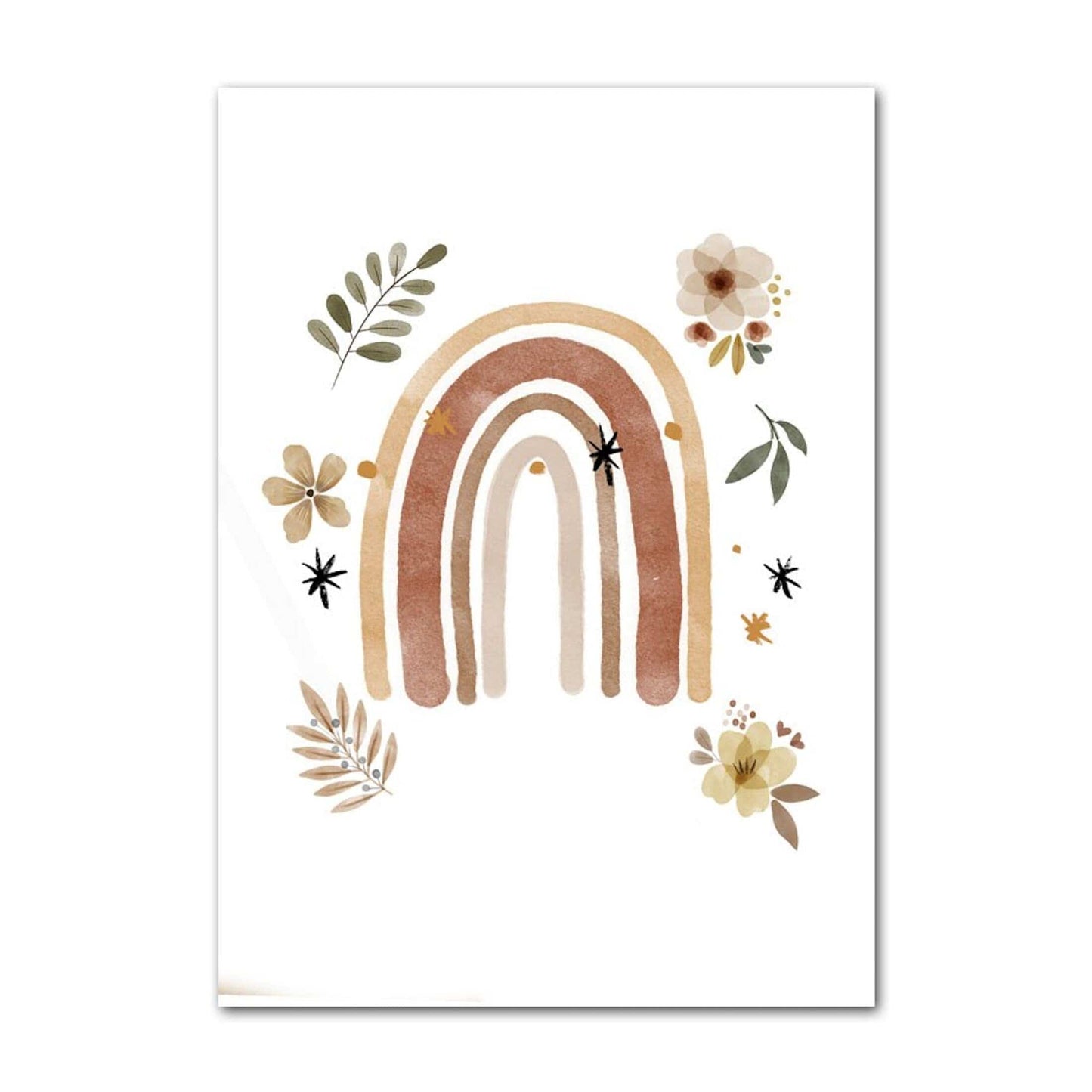 Poster Kinder Tiere Regenbogen Sternschnuppe Eichhörnchen Fuchs Igel Bär und Hase als Deko Print ohne Rahmen - justgoodmood