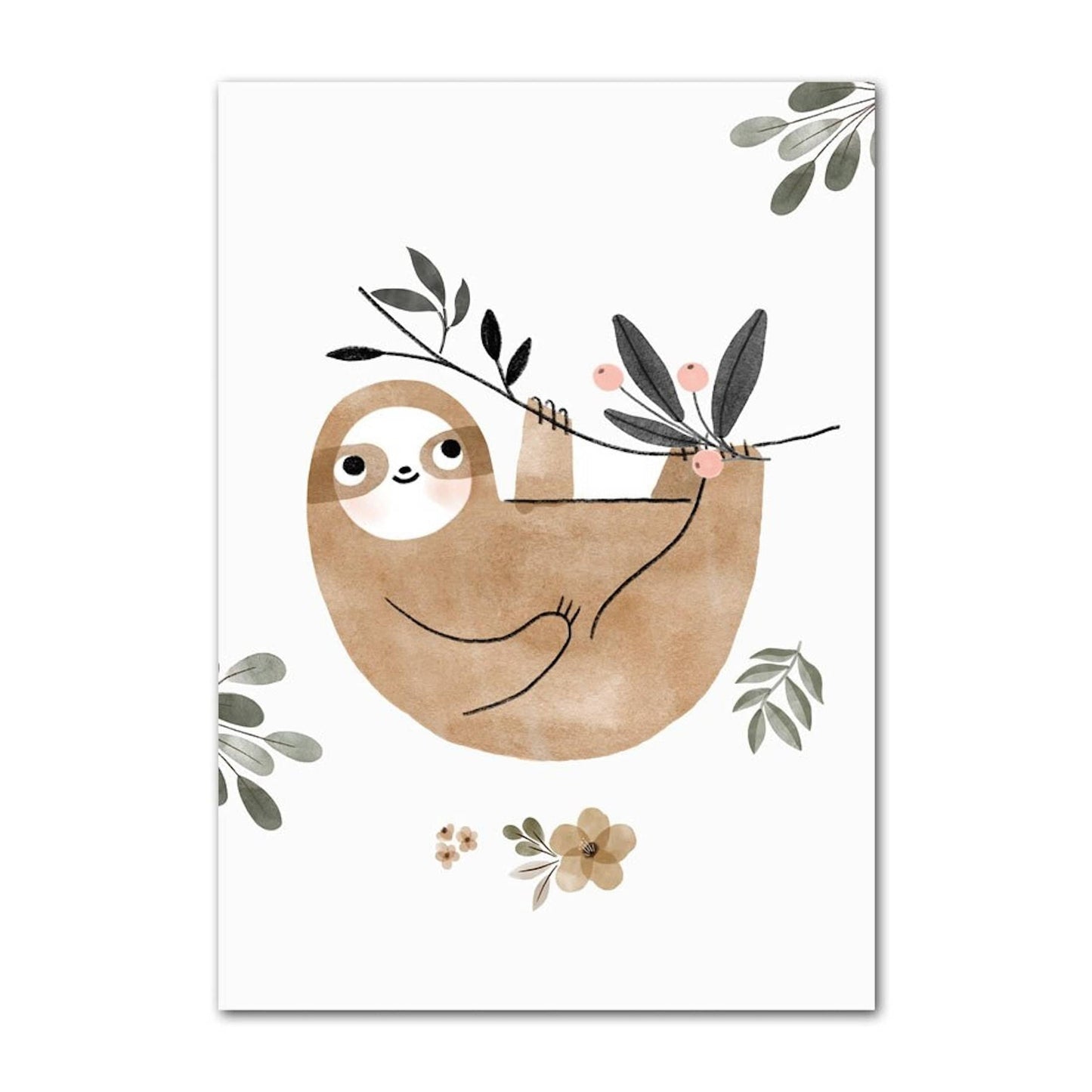 Poster Kinder Tiere Reh Eichhörnchen Fuchs Faultier und Schmetterlinge im Boho Stil als Deko Print ohne Rahmen - justgoodmood