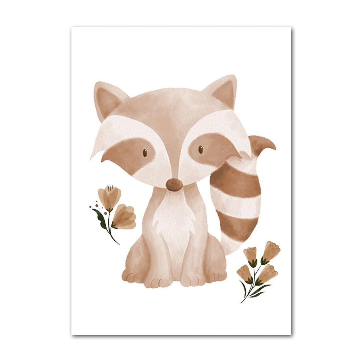 Poster Kinder Tiere Schmetterling Fuchs Eule Blumen Hase Reh und Bär als Deko Print ohne Rahmen - justgoodmood