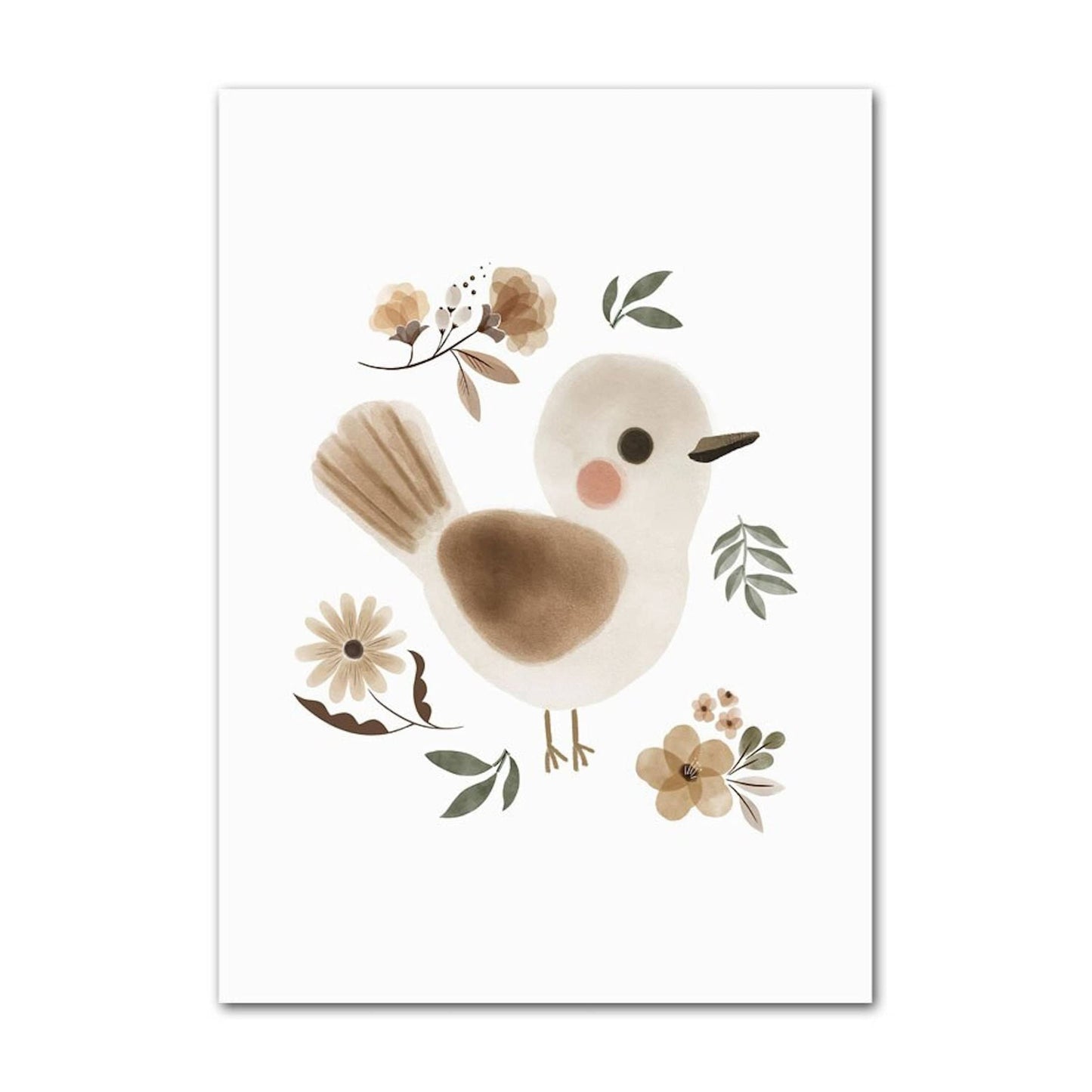 Poster Kinder Tiere Vogel Fuchs Elefant Giraffe Haselnuss Zweig Eichhörnchen als Deko Print ohne Rahmen - justgoodmood