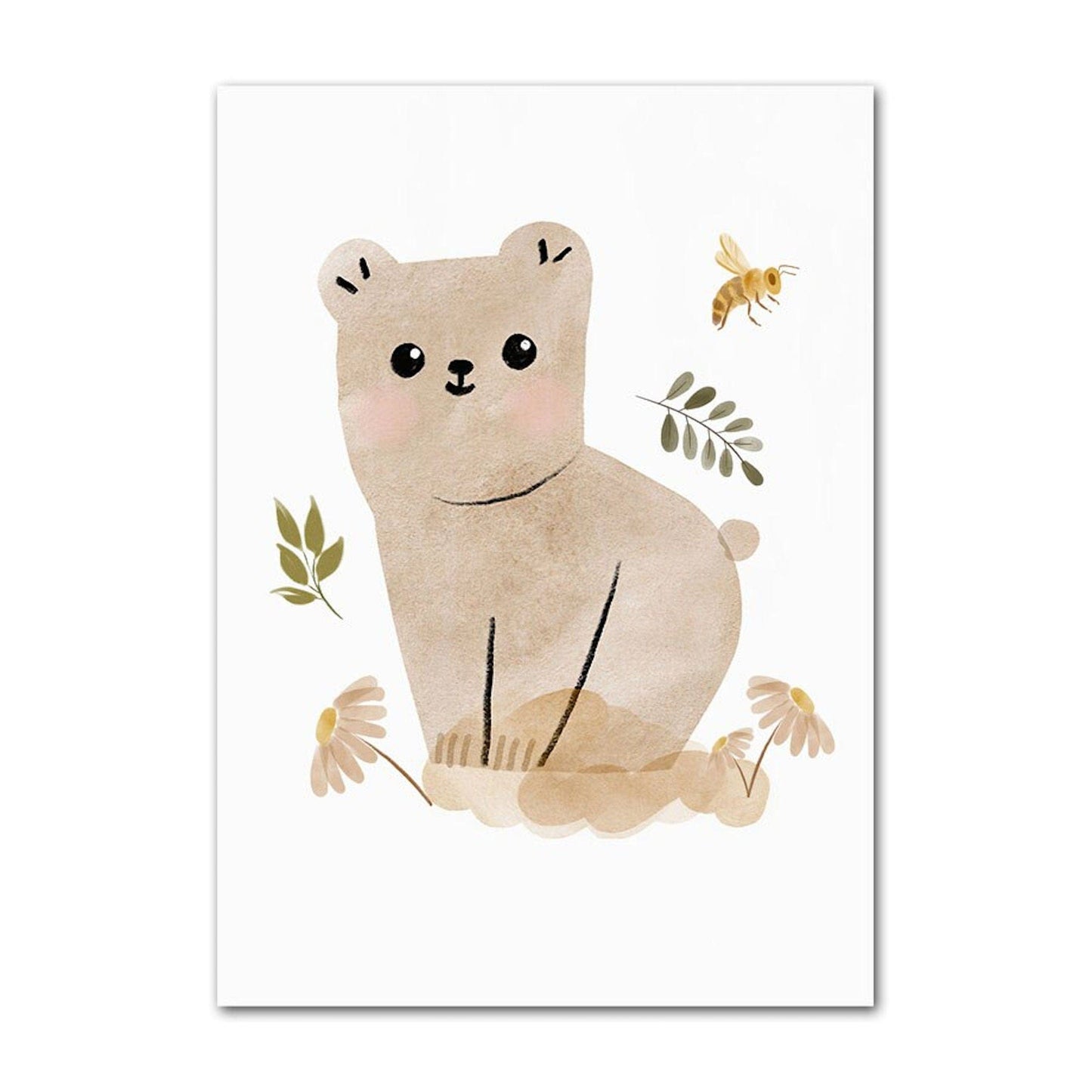 Poster Kinder Tiere Vogel Fuchs Elefant Giraffe Haselnuss Zweig Eichhörnchen als Deko Print ohne Rahmen - justgoodmood