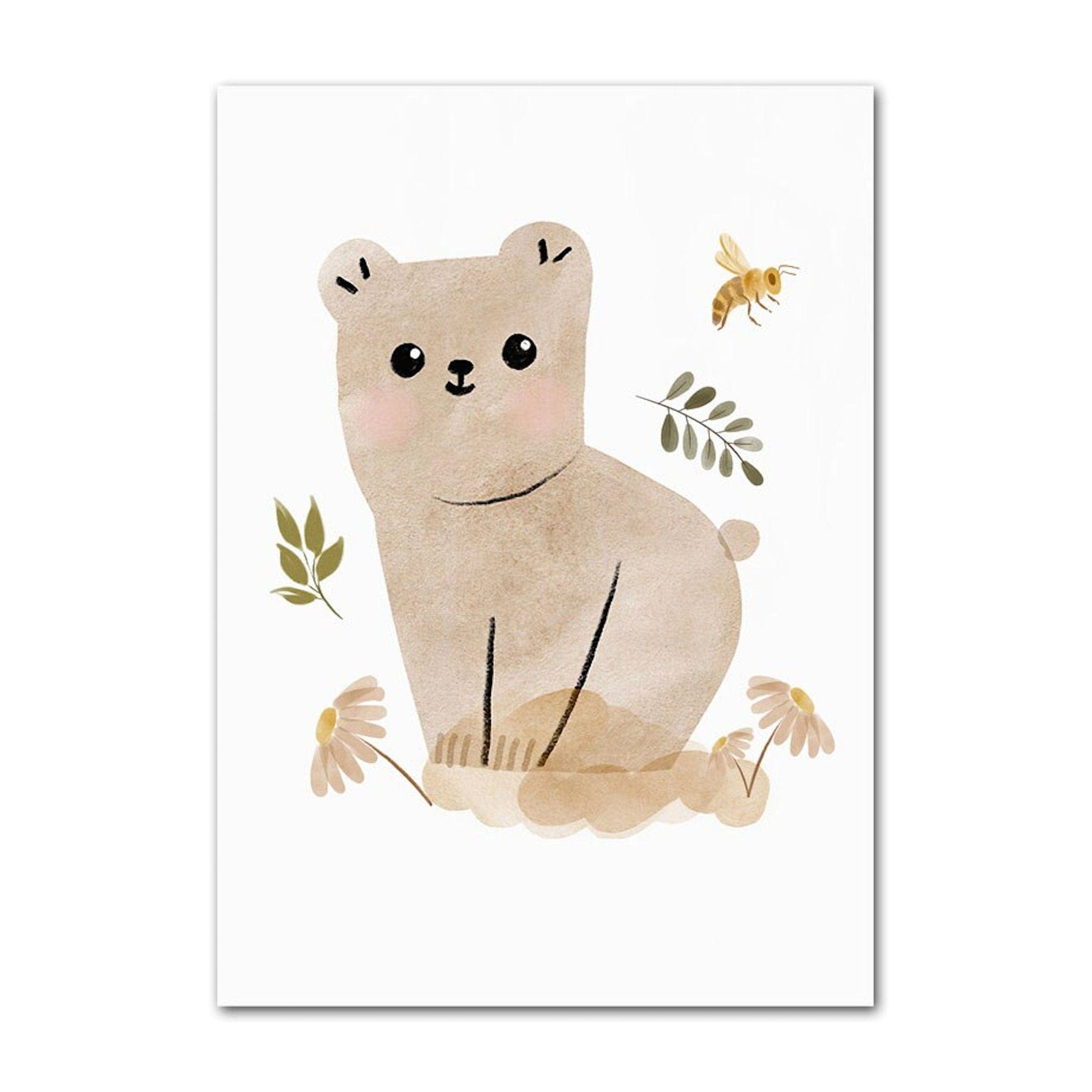 Poster Kinder Tiere Vogel Fuchs Elefant Giraffe Haselnuss Zweig Eichhörnchen als Deko Print ohne Rahmen - justgoodmood