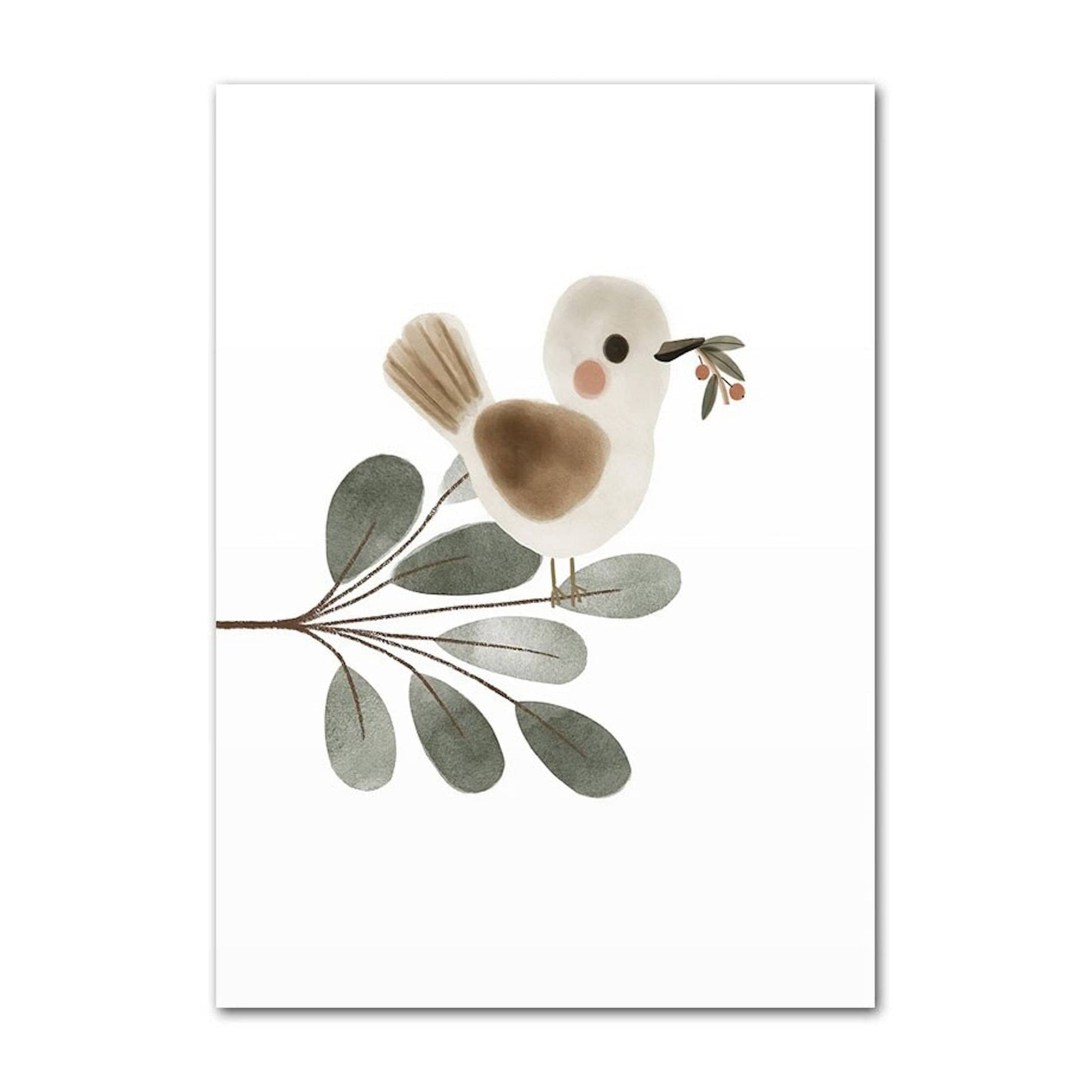 Poster Kinder Tiere Vogel Fuchs Elefant Giraffe Haselnuss Zweig Eichhörnchen als Deko Print ohne Rahmen - justgoodmood