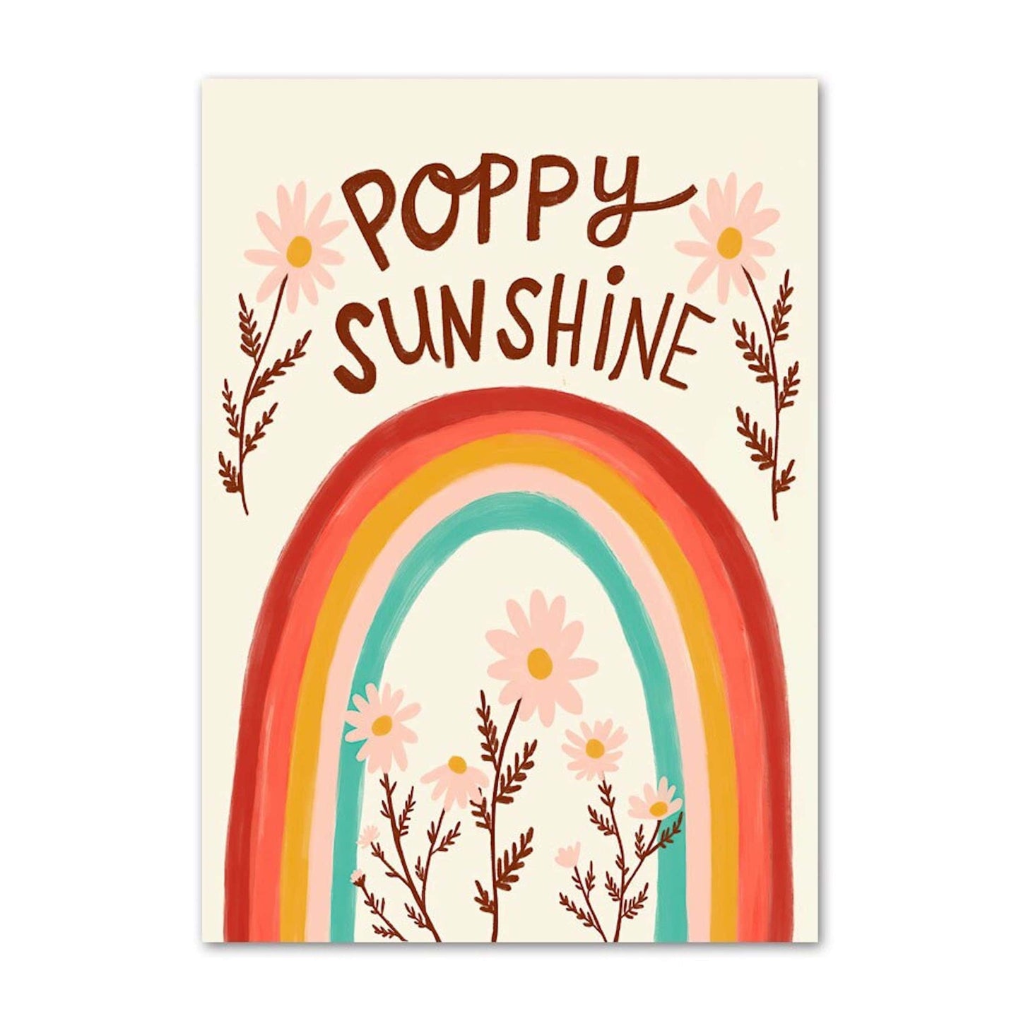 Poster Kinderzimmer Bilder Bunt und Fröhlich Schmetterlinge Sonne Taube Blumenkranz als Deko Print ohne Rahmen - justgoodmood