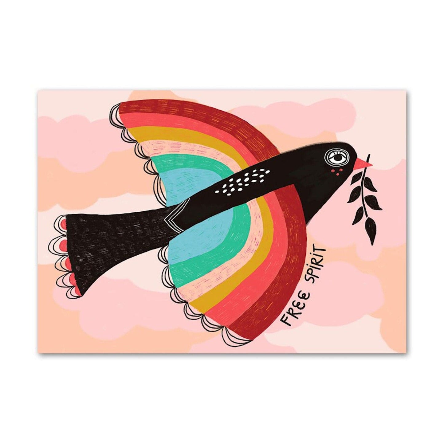 Poster Kinderzimmer Bilder Bunt und Fröhlich Schmetterlinge Sonne Taube Blumenkranz als Deko Print ohne Rahmen - justgoodmood