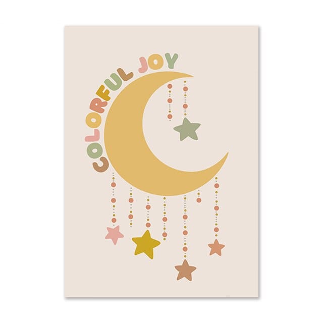 Poster Kinderzimmer Bilder Regenbogen Mond Wolken I Kinderzimmer & Babyzimmer Bilder I Wand Deko I Kunstdruck I Deko Print I ohne Rahmen - justgoodmood