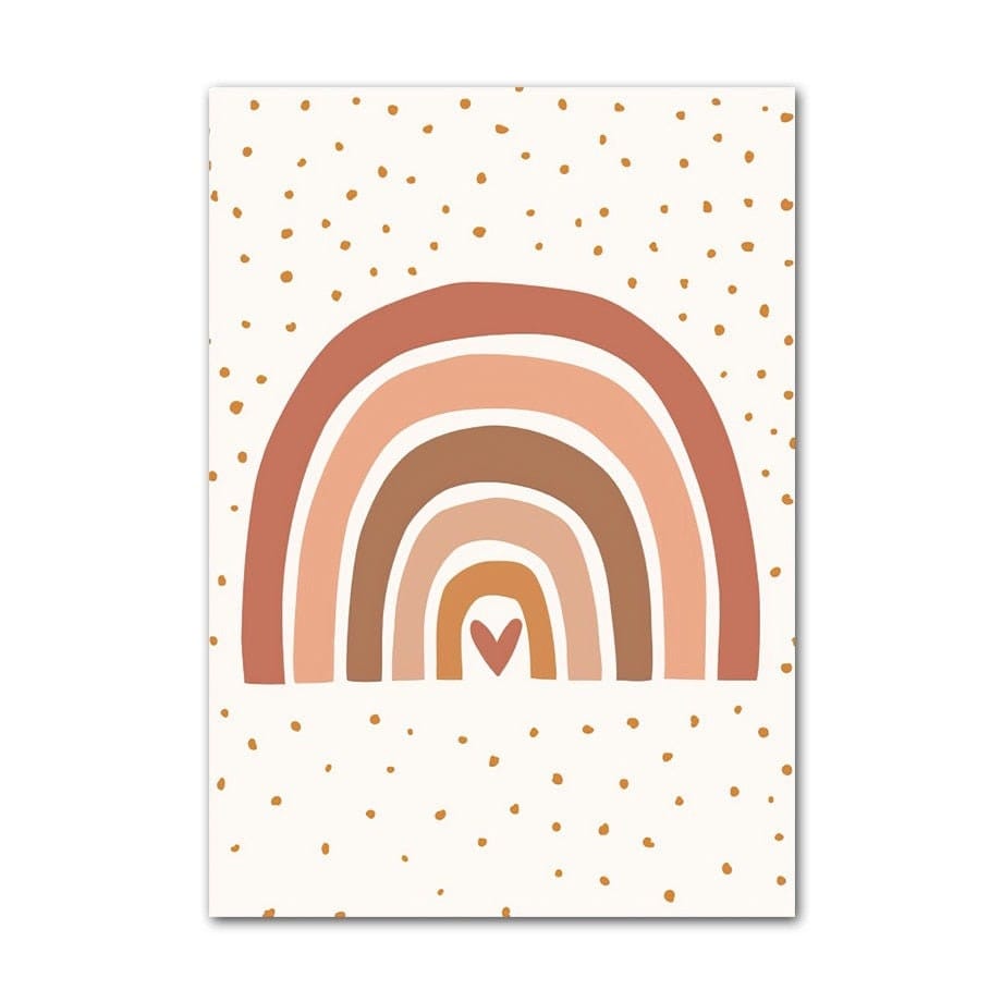 Poster Kinderzimmer Bilder Sonnenstrahlen Blumen Regenbogen und Regen Wolk als Deko Print ohne Rahmen - justgoodmood