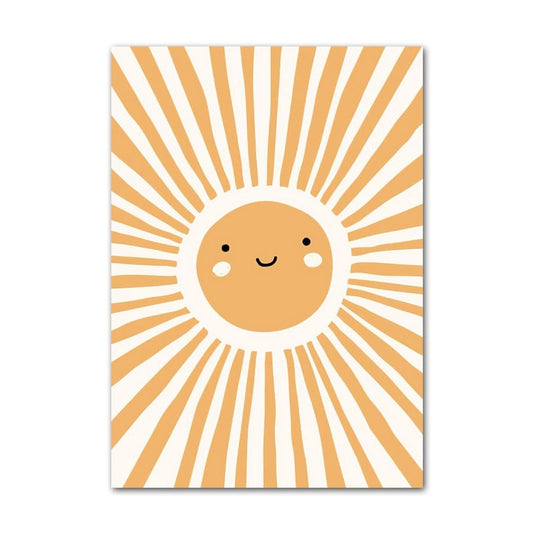 Poster Kinderzimmer Bilder Sonnenstrahlen Blumen Regenbogen Wolke Sonne als Deko Print ohne Rahmen - justgoodmood