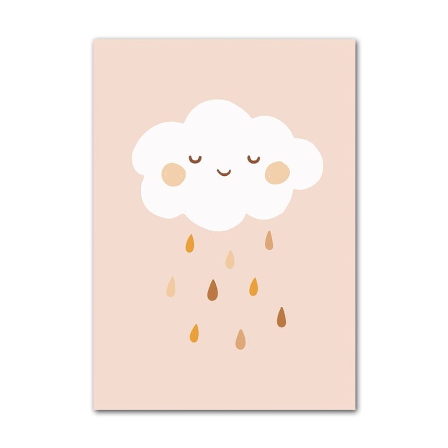 Poster Kinderzimmer Bilder Sonnenstrahlen Blumen Regenbogen Wolke Sonne als Deko Print ohne Rahmen - justgoodmood