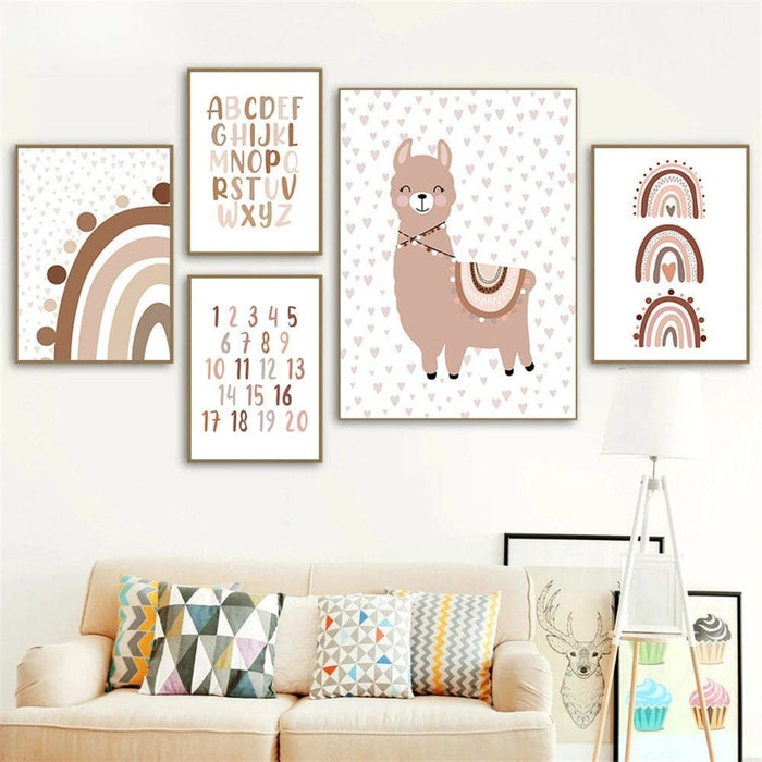 Poster Kinderzimmer Alphabet Boho – Premium Baumwolle