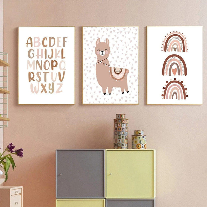 Poster Kinderzimmer Alphabet Boho – Premium Baumwolle