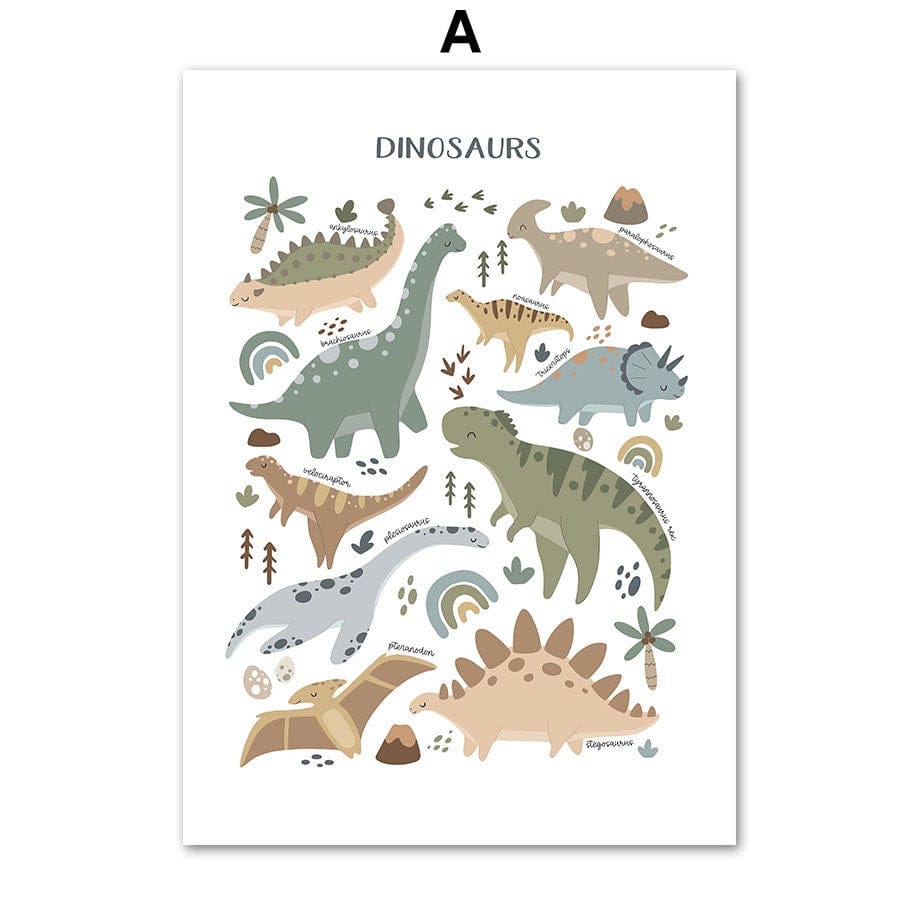 Poster Kinderzimmer Dinosaurier Alphabet I Kinderzimmer Bilder I Wand Deko I Kunst Druck I Deko Print I ohne Rahmen - justgoodmood
