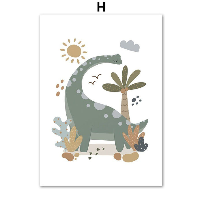 Poster Dinosaurier Alphabet – Premium Baumwoll-Canvas