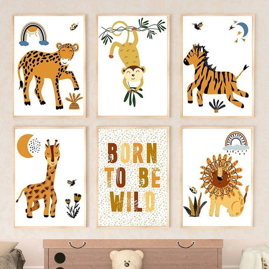 Poster Kinderzimmer Dschungel Born to be wild I Kinderzimmer Bilder I Wand Deko I Kunst Druck I Deko Print I ohne Rahmen - justgoodmood