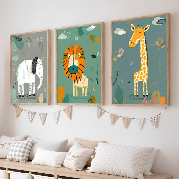 JUSTGOODMOOD Kinderzimmer Poster – Premium Baumwoll-Canvas