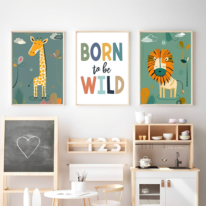 JUSTGOODMOOD Kinderzimmer Poster – Premium Baumwoll-Canvas