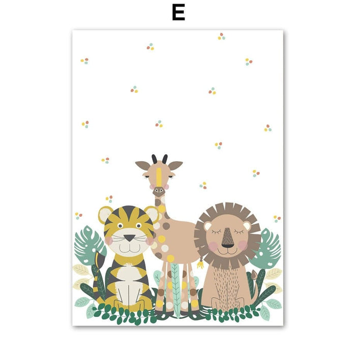 Poster Dschungeltiere Alphabet – Baumwoll-Canvas