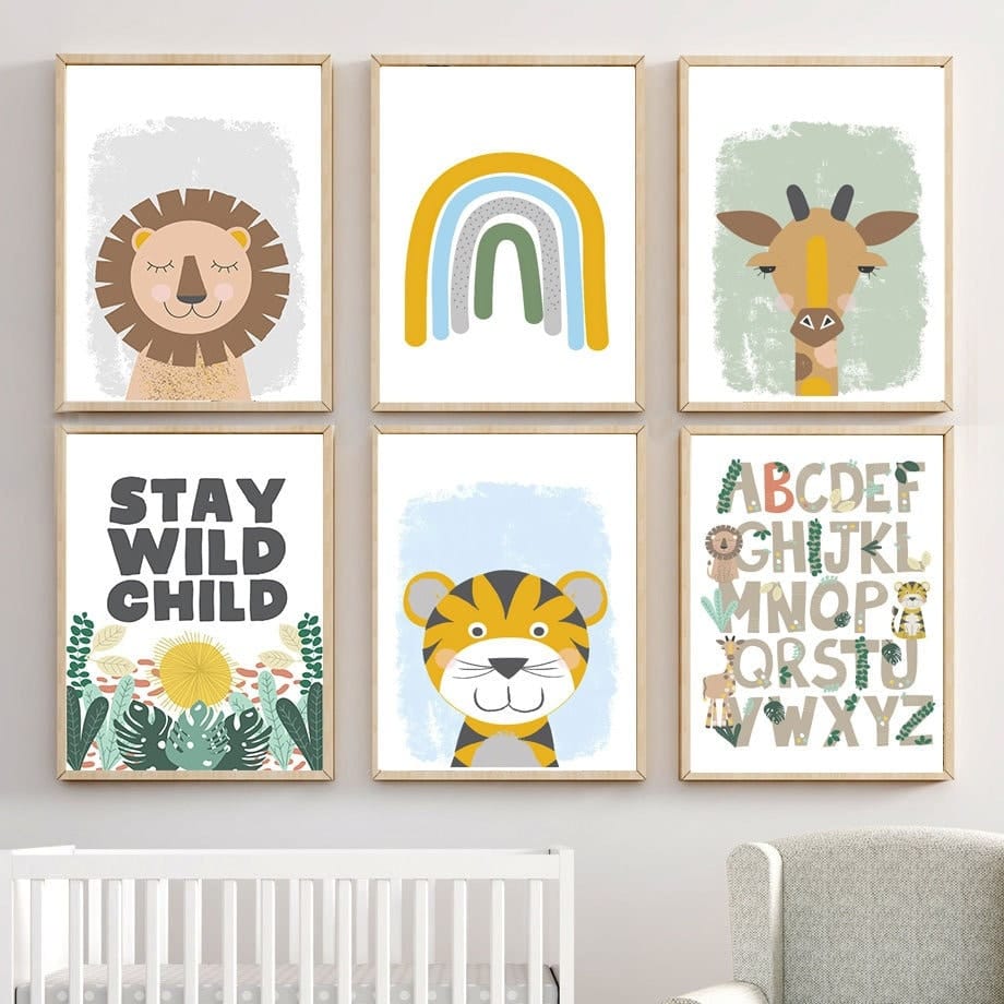 Poster Kinderzimmer Dschungel Tiere Alphabet I Kinderzimmer Bilder I Wand Deko I Kunst Druck I Deko Print I ohne Rahmen - justgoodmood