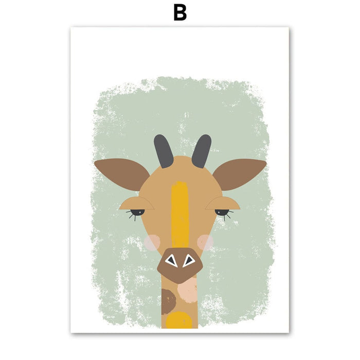 JUSTGOODMOOD Poster: Dschungeltiere auf Baumwolle