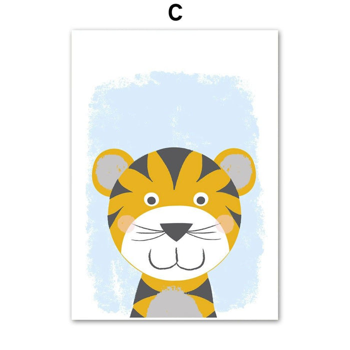 Poster Dschungeltiere Alphabet – Baumwoll-Canvas