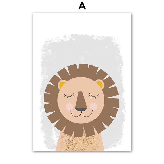 JUSTGOODMOOD Poster: Dschungeltiere auf Baumwolle