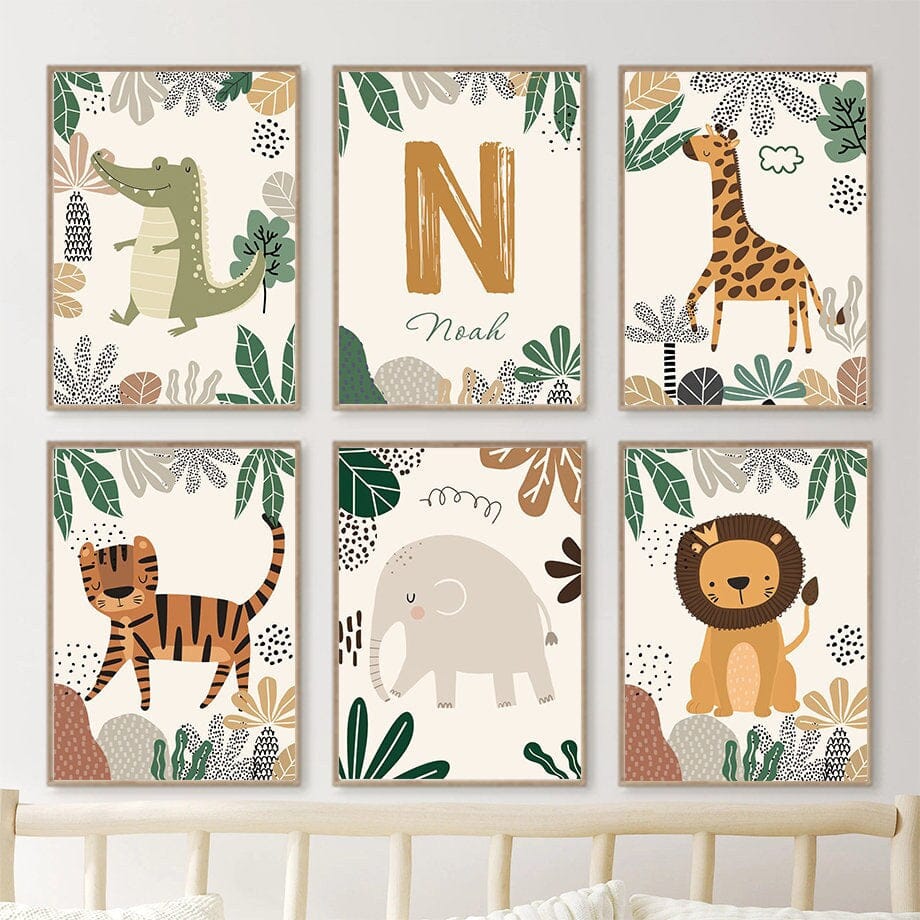 Poster Kinderzimmer Dschungel Tiere Hakuna Matata Löwe Tiger I Kinderzimmer Bilder I Wand Deko I Kunst Druck I Deko Print I ohne Rahmen - justgoodmood