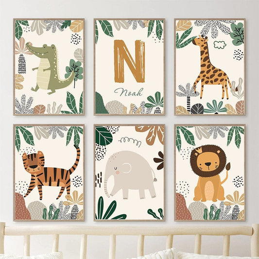 Poster Kinderzimmer Dschungel Tiere Hakuna Matata Löwe Tiger I Kinderzimmer Bilder I Wand Deko I Kunst Druck I Deko Print I ohne Rahmen - justgoodmood