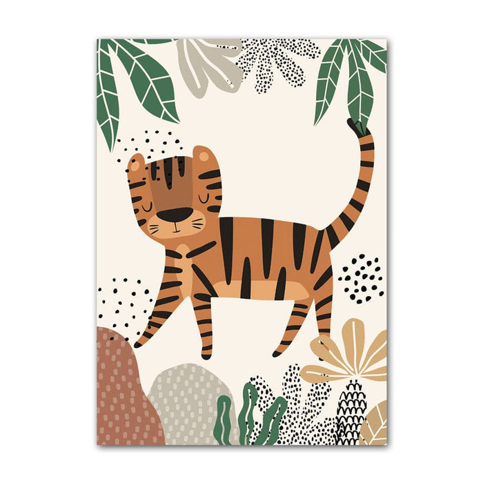 Dschungel Tiere Poster auf Baumwoll-Canvas von JUSTGOODMOOD