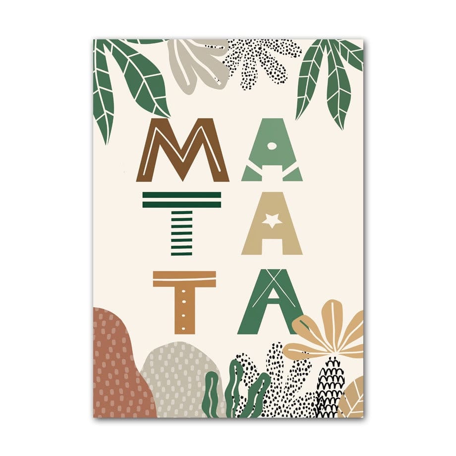 Poster Kinderzimmer Dschungel Tiere Hakuna Matata Löwe Tiger I Kinderzimmer Bilder I Wand Deko I Kunst Druck I Deko Print I ohne Rahmen - justgoodmood