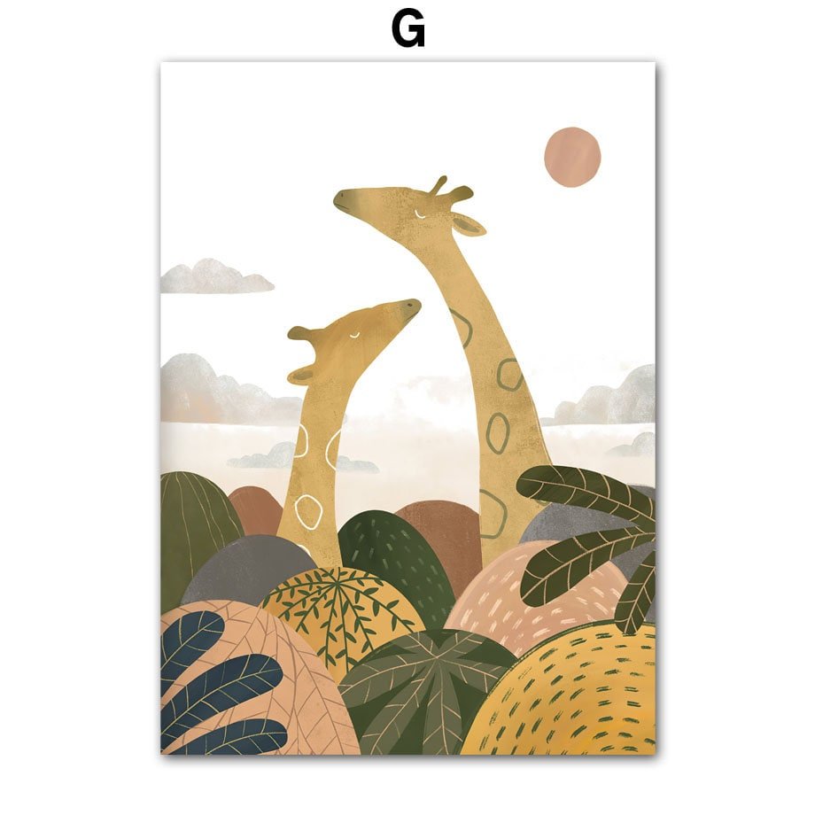 Poster Kinderzimmer Dschungel Tiere I Kinderzimmer Bilder I Wand Deko I Kunst Druck I Deko Print I ohne Rahmen - justgoodmood