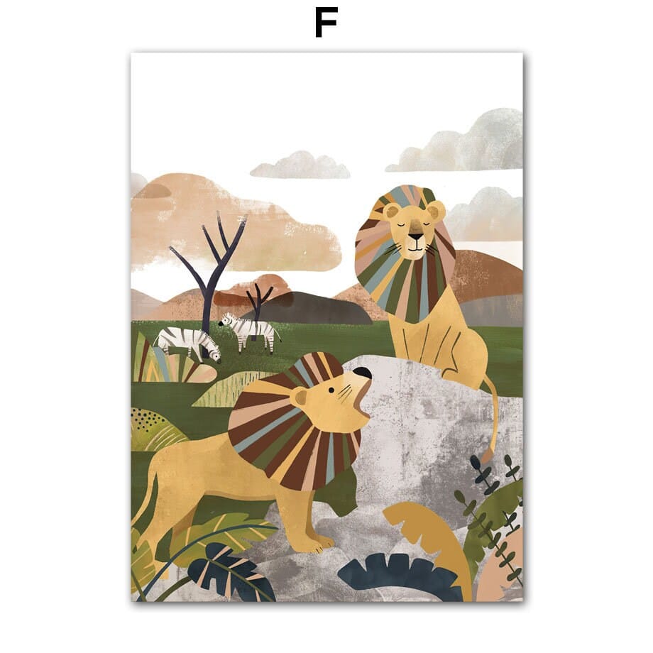 Poster Kinderzimmer Dschungel Tiere I Kinderzimmer Bilder I Wand Deko I Kunst Druck I Deko Print I ohne Rahmen - justgoodmood