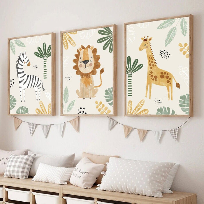Kinderzimmer Poster Dschungel – Premium Baumwolle