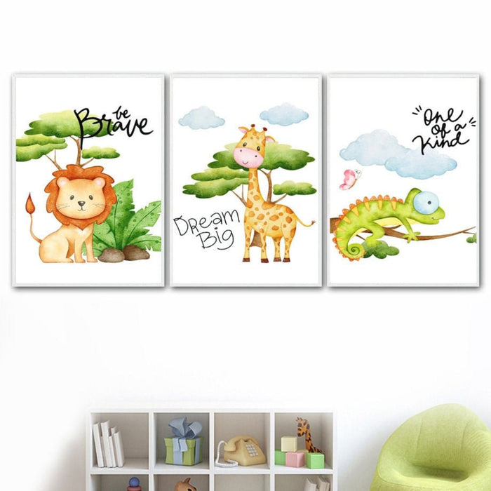 JUSTGOODMOOD Kinder Poster Dschungel - Hochwertiges Canvas