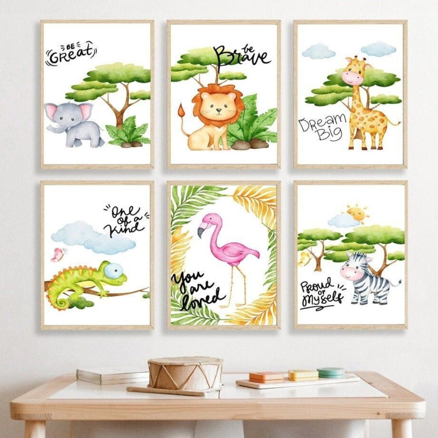 Poster Kinderzimmer Dschungel Tiere Zeichentrick I Kinderzimmer Bilder I Wand Deko I Kunst Druck I Deko Print I ohne Rahmen - justgoodmood