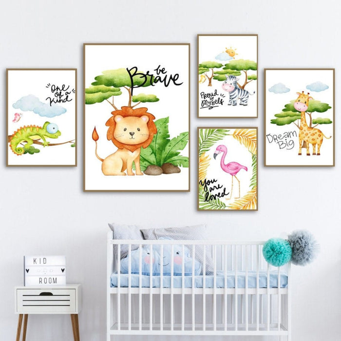 JUSTGOODMOOD Kinder Poster Dschungel - Hochwertiges Canvas
