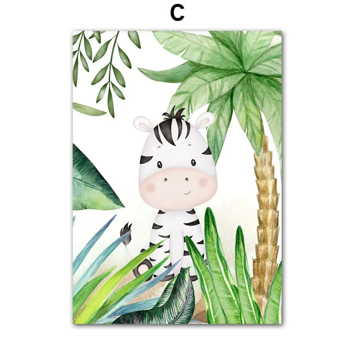 Poster Jungle Tiere – Premium Baumwoll-Canvas Art