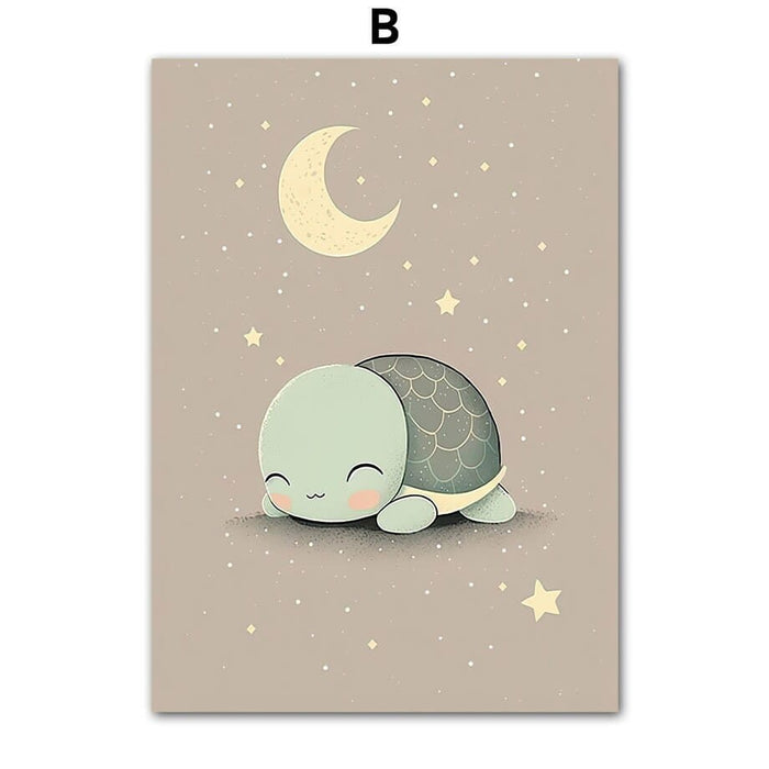 Kinderzimmer Poster Meeres Tiere – Baumwoll-Canvas