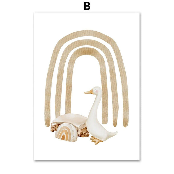 Kinderzimmer Poster Regenbogen Bär – Premium Baumwolle