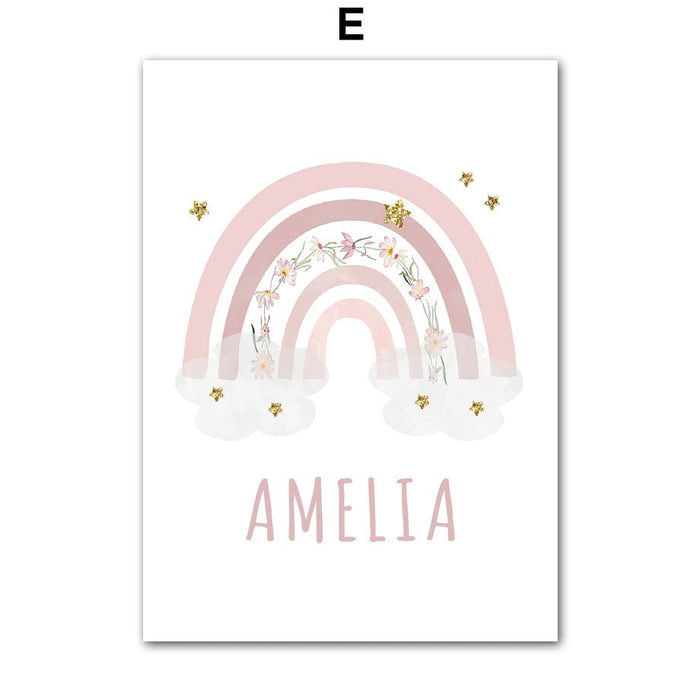Poster Kinderzimmer Regenbogen Hase – Premium Baumwolle