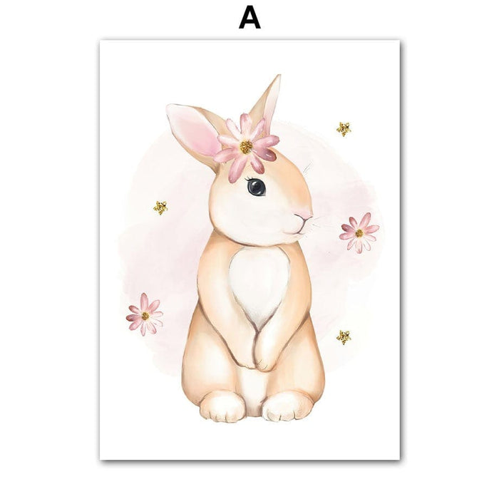 Poster Kinderzimmer Regenbogen Hase – Premium Baumwolle