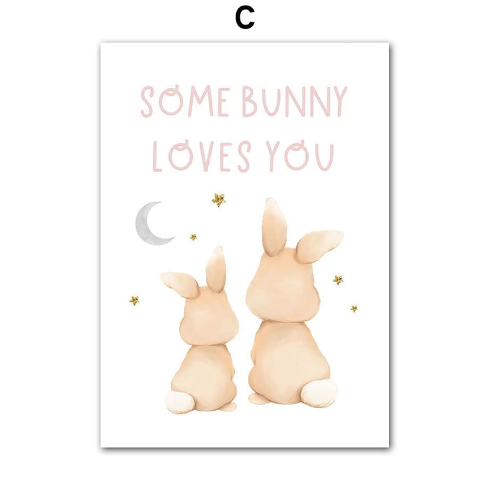 Poster Kinderzimmer Regenbogen Hase – Premium Baumwolle