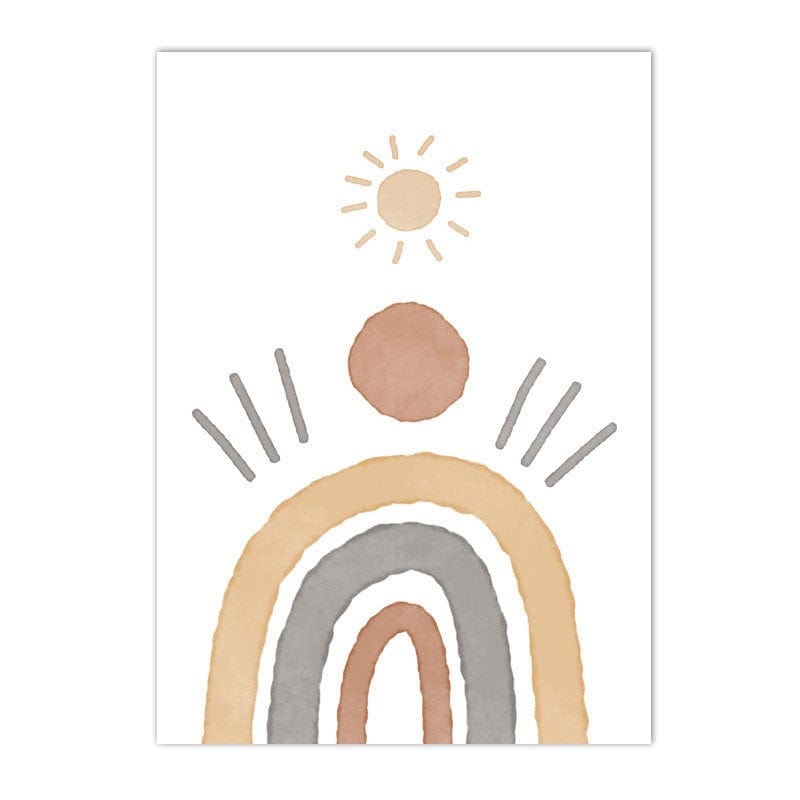 Poster Kinderzimmer Regenbogen Sonne Berge Kaktus Herz I Kinderzimmer Bilder I Wand Deko I Kunst Druck I Deko Print I ohne Rahmen - justgoodmood
