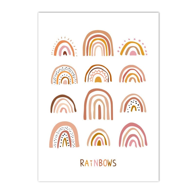 Poster Kinderzimmer Regenbogen Sonne Berge Kaktus Herz I Kinderzimmer Bilder I Wand Deko I Kunst Druck I Deko Print I ohne Rahmen - justgoodmood