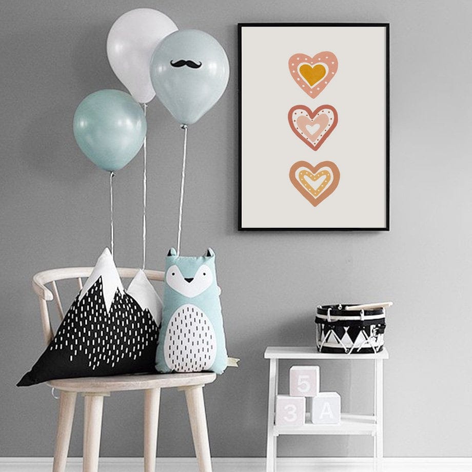 Poster Kinderzimmer Sonne Regenbogen Herzen I Kinderzimmer Bilder I Wand Deko I Kunst Druck I Deko Print I ohne Rahmen - justgoodmood