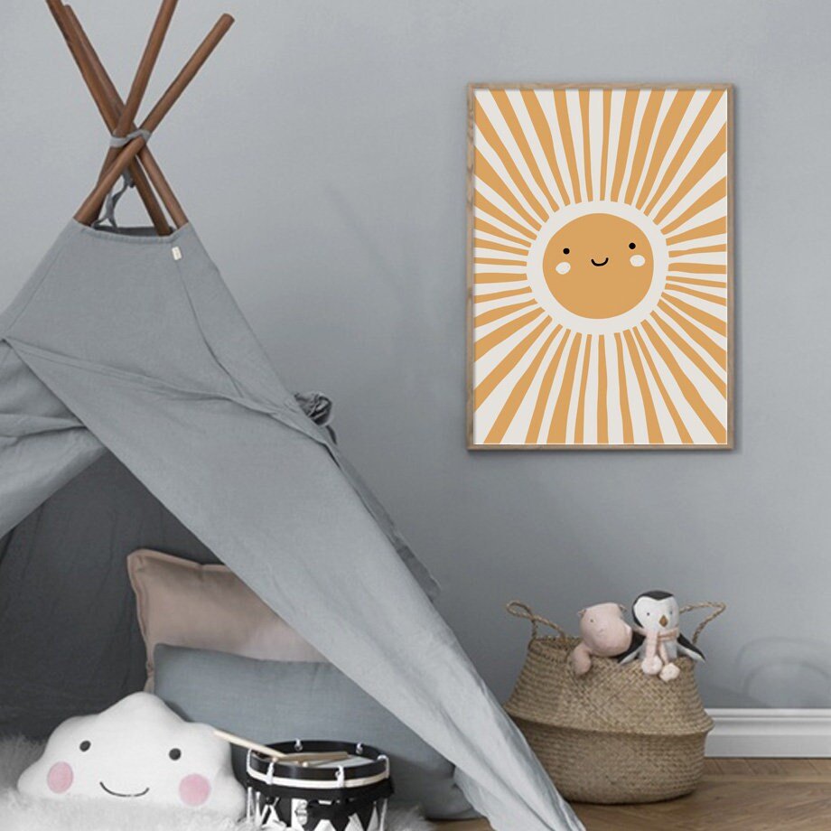 Poster Kinderzimmer Sonne Regenbogen Herzen I Kinderzimmer Bilder I Wand Deko I Kunst Druck I Deko Print I ohne Rahmen - justgoodmood
